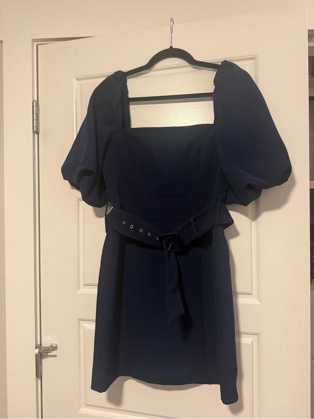 Ever New Navy Puff-Sleeve Belted Mini Dress
